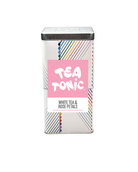 TALL TIN WHITE TEA  & ROSE PETALS- 50 TEABAGS ORGANIC