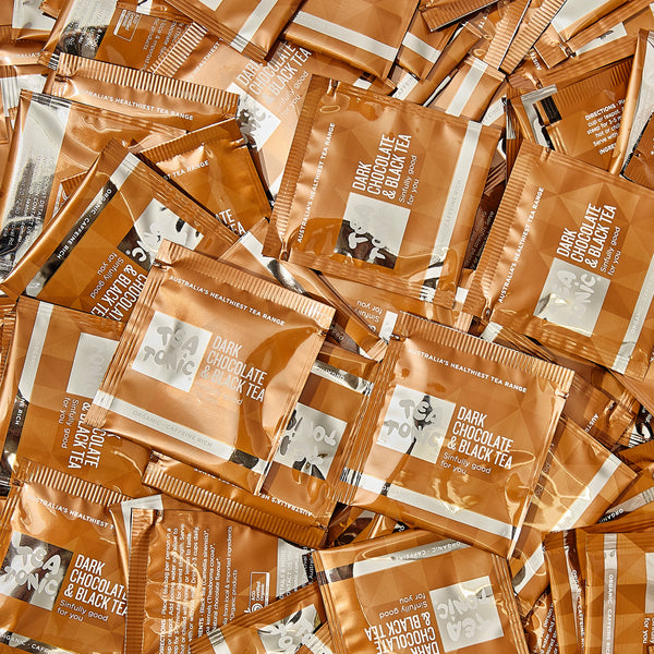 TALL TIN DARK CHOC & BLACK TEA - 50 TEABAGS ORGANIC
