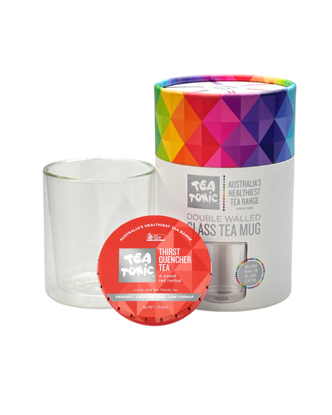 Double Walled Glass Tea Mug with Thirst Quencher Tea Loose Leaf Travel Tin
