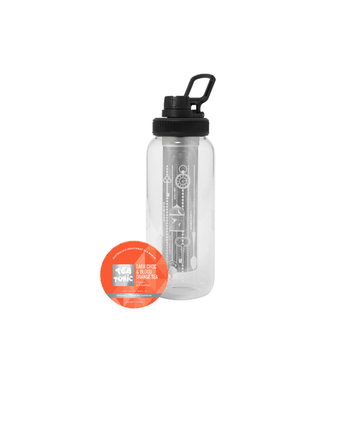 Glass Tea Bottle 1L - BLOOD ORANGE & DARK CHOC TEA