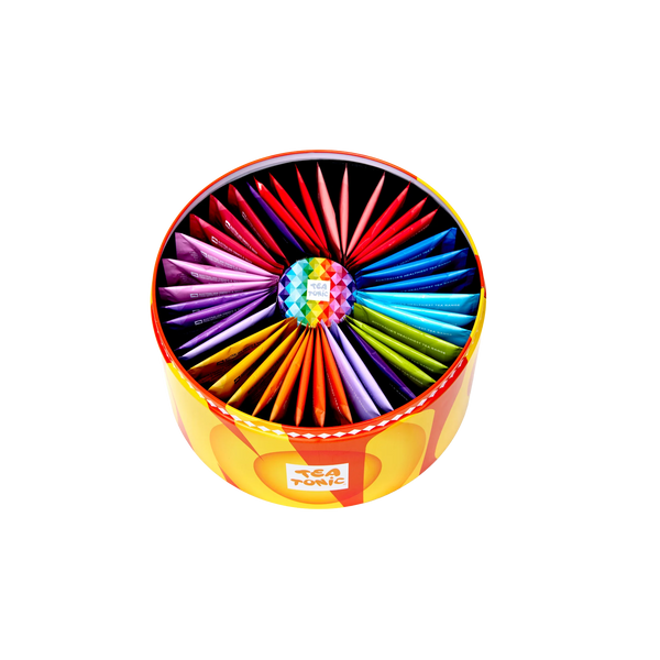 Fruity Selection Round Tin - 40 Fruity Gourmet Teas + Mini Tin of Gold Sugar