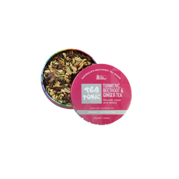 Glass Tea Bottle 1L - TURMERIC BEETROOT & GINGER TEA