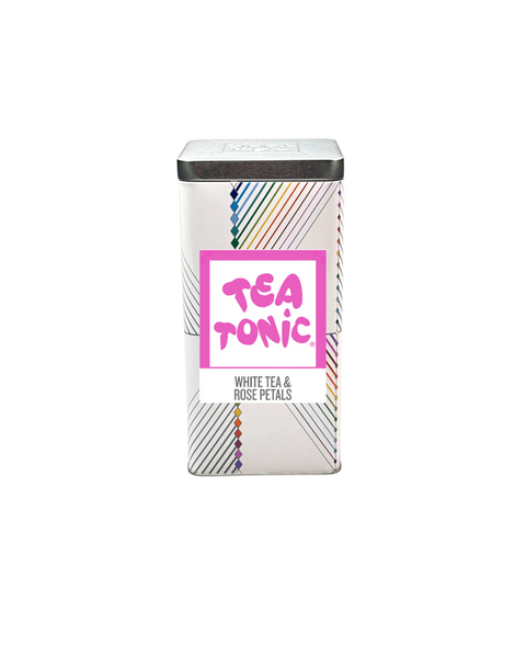 TALL TIN WHITE TEA  & ROSE PETALS- 50 TEABAGS ORGANIC